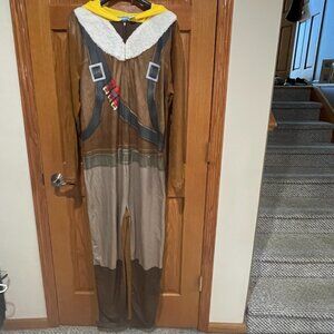 FORTNITE Men's XL Zip Union Suit Hooded Pajamas PJ Costume Fleece One Piece EUC